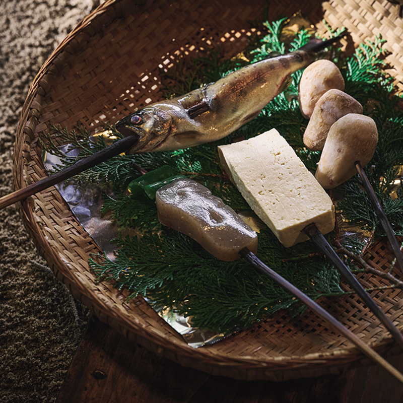 All of the ingredients for the dengaku are produced in Aso.